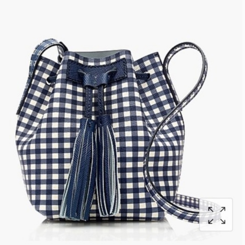 J crew small gingham bucket bag